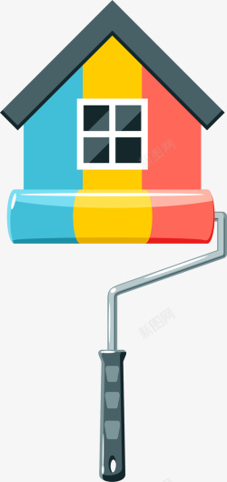 卡通彩色房子墙绘矢量图素材