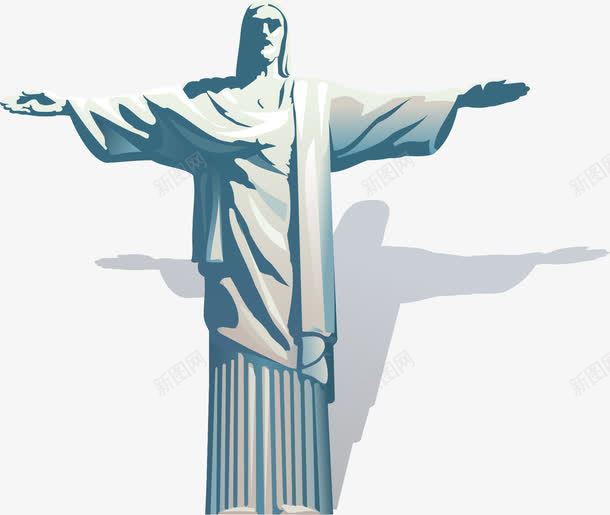 手绘基督像png免抠素材_新图网 https://ixintu.com 基督像 巴西地标建筑 巴西基督像 手绘 石像 雕塑
