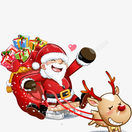 红色驯鹿车卡通送礼物圣诞老人png免抠素材_新图网 https://ixintu.com 卡通 圣诞 圣诞老人 红色 节日 送礼物 驯鹿 麋鹿车