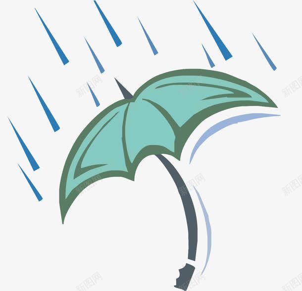 绿色雨伞与雨滴png免抠素材_新图网 https://ixintu.com 下雨 暴风雨 矢量素材 蓝色 雨伞 雨滴