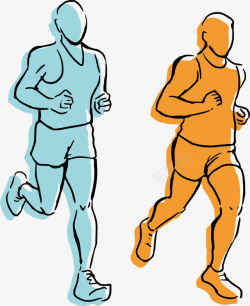 卡通矢卡通线描马拉松赛跑步男运动员矢矢量图高清图片