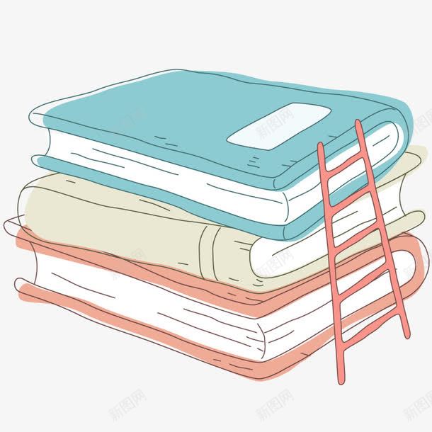 带着梯子的书本png免抠素材_新图网 https://ixintu.com 书本 创意 手绘 插画 教育 文学