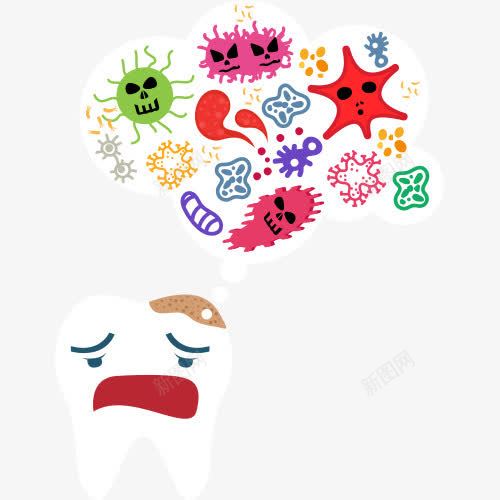 牙齿病菌卡通图png免抠素材_新图网 https://ixintu.com 医院医生 牙病 牙痛 牙齿修复 牙齿细菌
