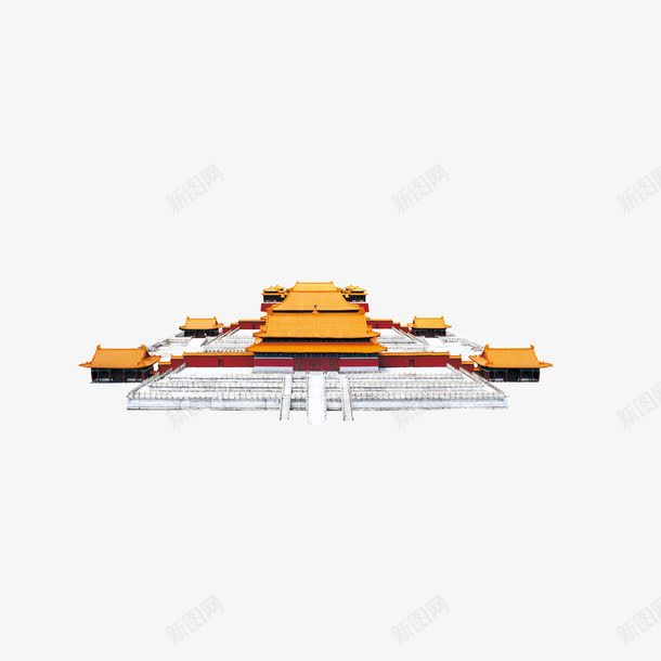 古建筑png免抠素材_新图网 https://ixintu.com 宫殿 皇宫 黄色