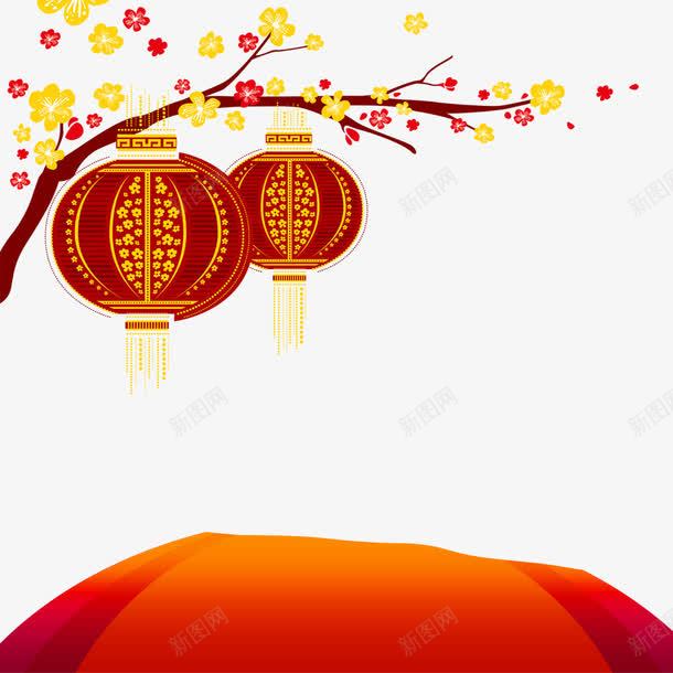 新年装饰png免抠素材_新图网 https://ixintu.com 新年 梅花 红红火火 装饰