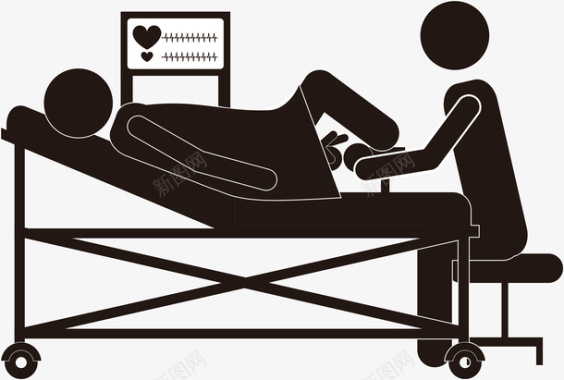 黑白妇产接生人物矢量图图标图标