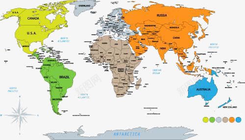 世界地理地图png免抠素材_新图网 https://ixintu.com 七大洲地图 四大洋 矢量地图