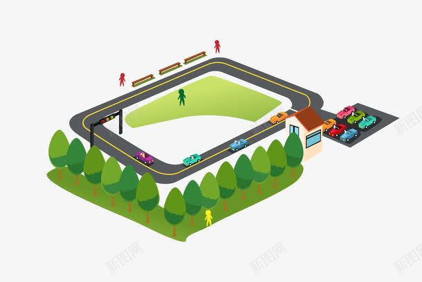 卡通停车场矢量图eps免抠素材_新图网 https://ixintu.com 停车场 停车场素材 卡通停车场 矢量停车场 道路 矢量图