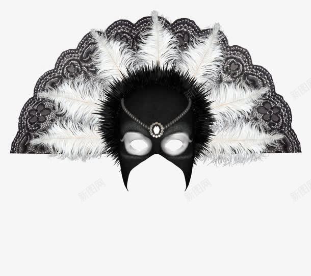 黑色羽毛扇面具png免抠素材_新图网 https://ixintu.com 3D作品 3D面具 女性面具 威尼斯面具 羽毛面具 舞会面具 面具 黑色扇形面具 黑色面具