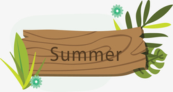 夏天卡通木板标题框矢量图素材