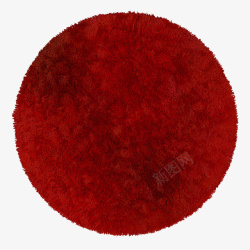 毛绒地毯摄影图片红色纯色圆形地毯高清图片