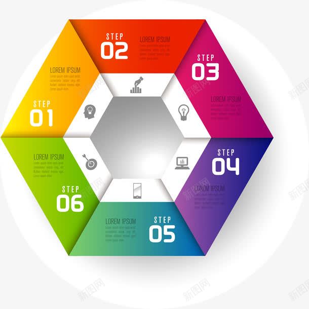 商务信息图表示意图png免抠素材_新图网 https://ixintu.com PPT 信息 六边形 商务 图表 多彩 步骤 流程 示意图 统计 说明