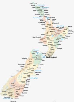 南半球新西兰地图高清图片