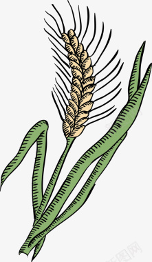 绿色农作物麦穗手绘图图标图标
