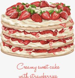 裸蛋糕手绘多层草莓蛋糕高清图片