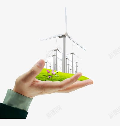 手上的风能png免抠素材_新图网 https://ixintu.com 发电机 环保 节约
