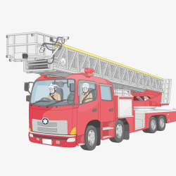 云梯车开着消防车的消防员高清图片