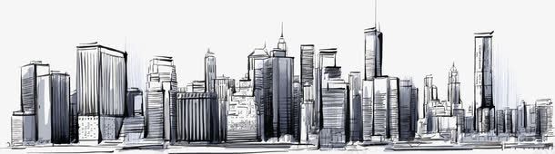 手绘城市轮廓png免抠素材_新图网 https://ixintu.com 手绘城市 素描城市 繁荣城市