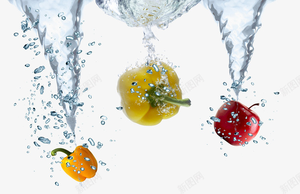 水里的蔬菜png免抠素材_新图网 https://ixintu.com 免扣水流 水弹 水珠 水里的蔬菜 清澈的水 红色苹果 菜类图片