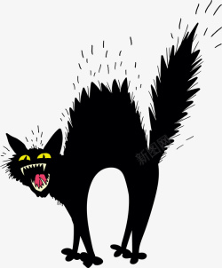万圣节吓人吓人的黑猫矢量图高清图片