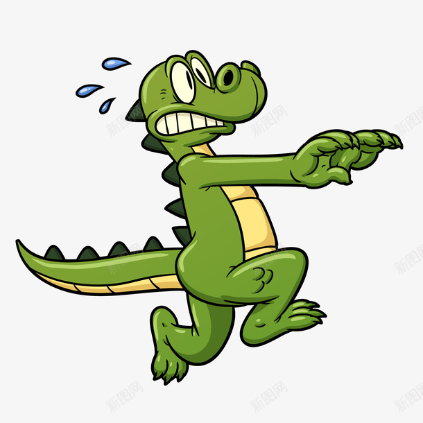 逃跑的鳄鱼动物png免抠素材_新图网 https://ixintu.com 动物设计 害怕 惊吓 手绘 绿色 逃亡 逃跑 鳄鱼
