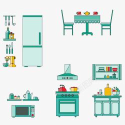 厨房餐桌扁平化厨房元素高清图片