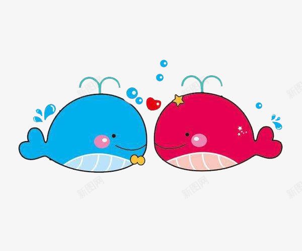 两只恋爱中的小海豚png免抠素材_新图网 https://ixintu.com 亲嘴鱼 婚姻 小海豚 恋爱 拍拖 爱情 红色小海豚 蓝色小海豚