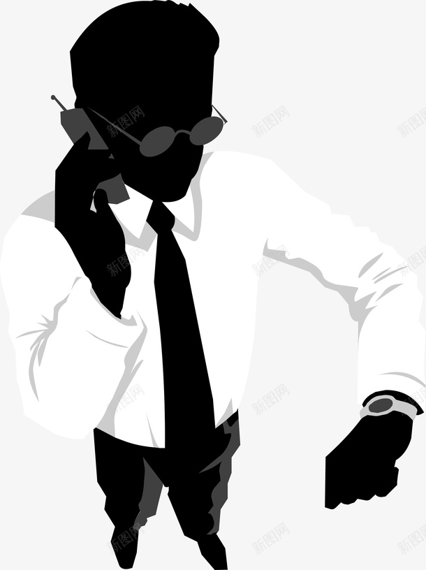 黑色人物剪影png免抠素材_新图网 https://ixintu.com 人物剪影 打电话 职场人物 西装革履 黑色人物 黑色领带