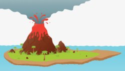孤岛火山岩浆喷发素材