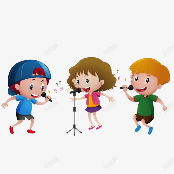 唱歌的孩子png免抠素材_新图网 https://ixintu.com 唱歌 女孩 孩子 歌舞 男孩 矢量人物 话筒