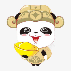 拿着筷子的熊猫拿着金元宝的熊猫掌柜高清图片