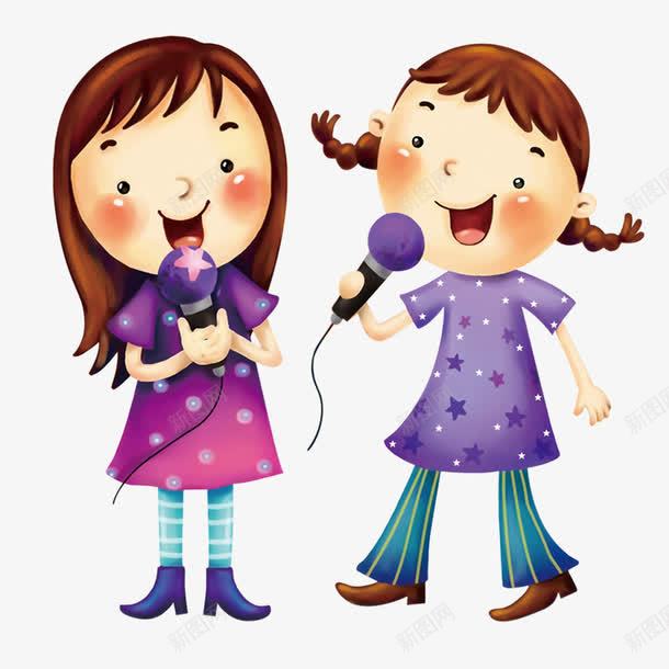 唱歌的小女孩png免抠素材_新图网 https://ixintu.com 兴趣 卡通 合唱 唱歌 女高音 特长 话筒