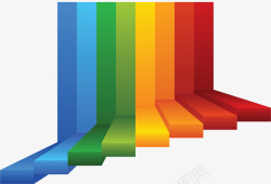 彩色台阶七色彩虹台阶图表高清图片