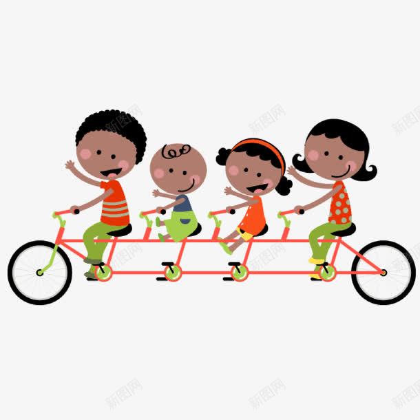 手绘一起骑自行的小孩png免抠素材_新图网 https://ixintu.com 卡通 可爱 四个 四款卡通 多人 宝贝计划 小孩 脚踏车 自行车