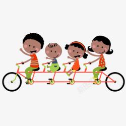 骑童车的小孩手绘一起骑自行的小孩高清图片