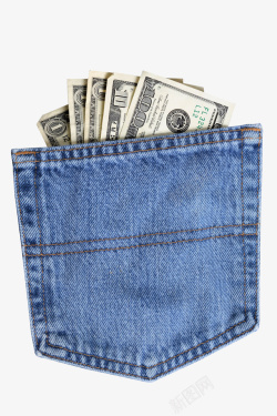 布裤子牛仔口袋里的钱高清图片