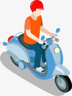 摩托车手插画卡通骑电动车的人物高清图片