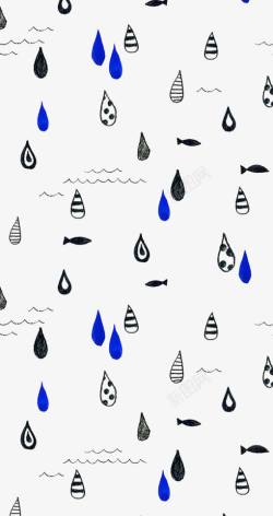 蓝色铅笔画卡通雨滴背景高清图片