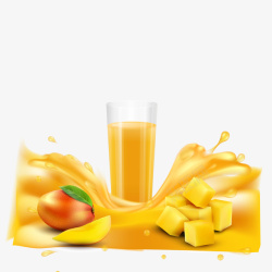 芒果水果素材新鲜芒果和芒果汁矢量图高清图片