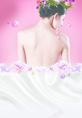 鲜花气泡瓷白美容宣传海报背景背景