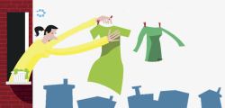 七彩土主妇正在洗衣服的场景高清图片