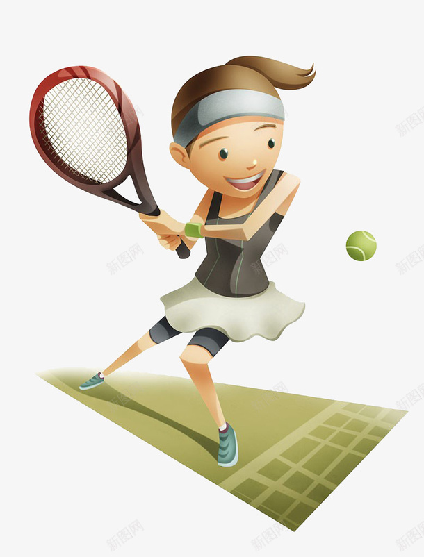 女运动员打网球插画png免抠素材_新图网 https://ixintu.com 女运动员打网球插画 打网球的人 笑脸 网球 网球比赛 自鸣得意 露齿微笑