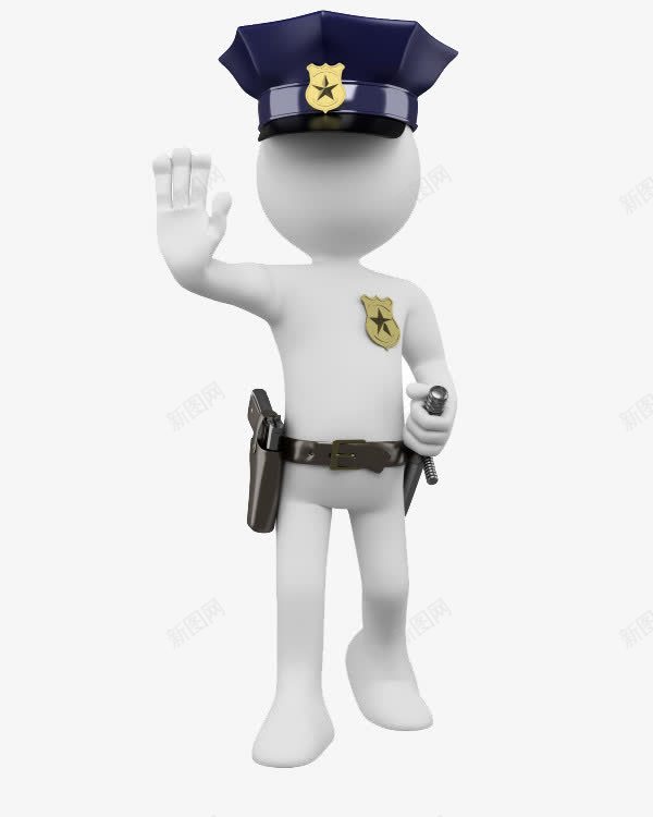 3D小人交警png免抠素材_新图网 https://ixintu.com 3D 交警 停下 小人 手势