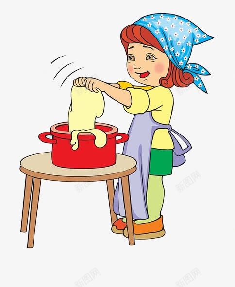 洗衣服的女孩png免抠素材_新图网 https://ixintu.com 做家务 卡通 女孩 手绘 洗衣服