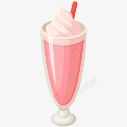 冰冻玻璃杯草莓酸奶插画矢量图高清图片