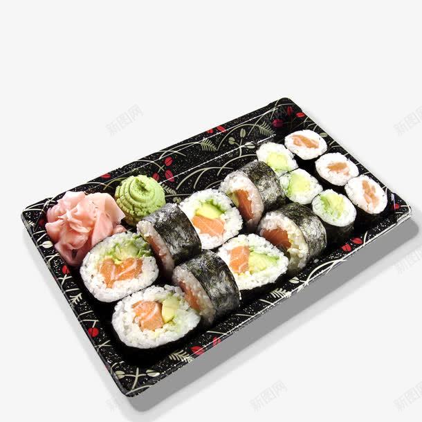 一盘寿司png免抠素材_新图网 https://ixintu.com 卡通 寿司卷 手绘 盘子 简图 食物 黑色的