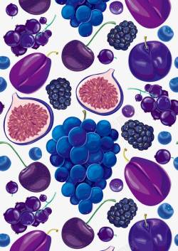葡萄叶葡萄紫色系水果背景高清图片