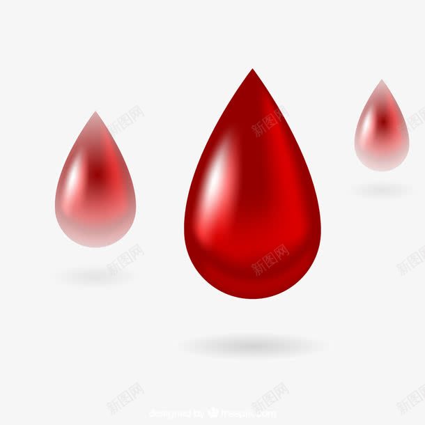 三滴血png免抠素材_新图网 https://ixintu.com 3D 立体 红色 血液