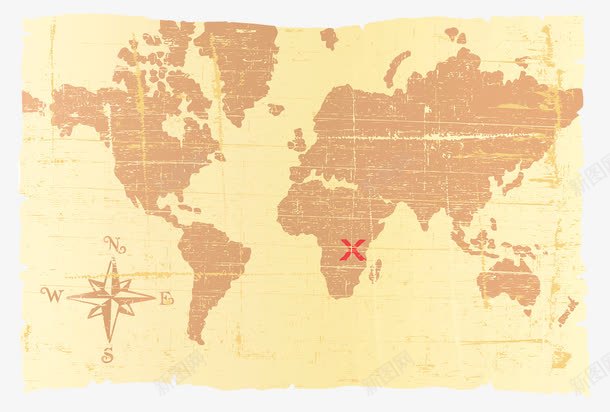 远古航海地图png免抠素材_新图网 https://ixintu.com 世界地图 发黄 古代地图