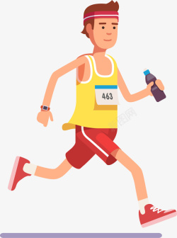 拉着马拉松拿着瓶子跑步的男人高清图片